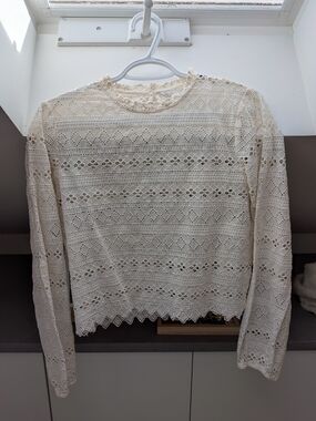 twik Cream Crochet Lace Top